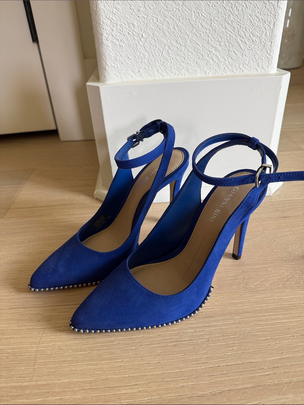 Gianni Bini Cobalt Blue Suede Pointed-Toe Ankle-Strap Heels